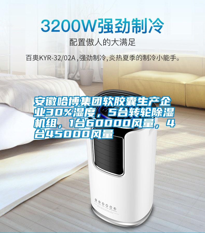 安徽哈博集團軟膠囊生產企業30%濕度，5臺轉輪除濕機組，1臺60000風量，4臺45000風量